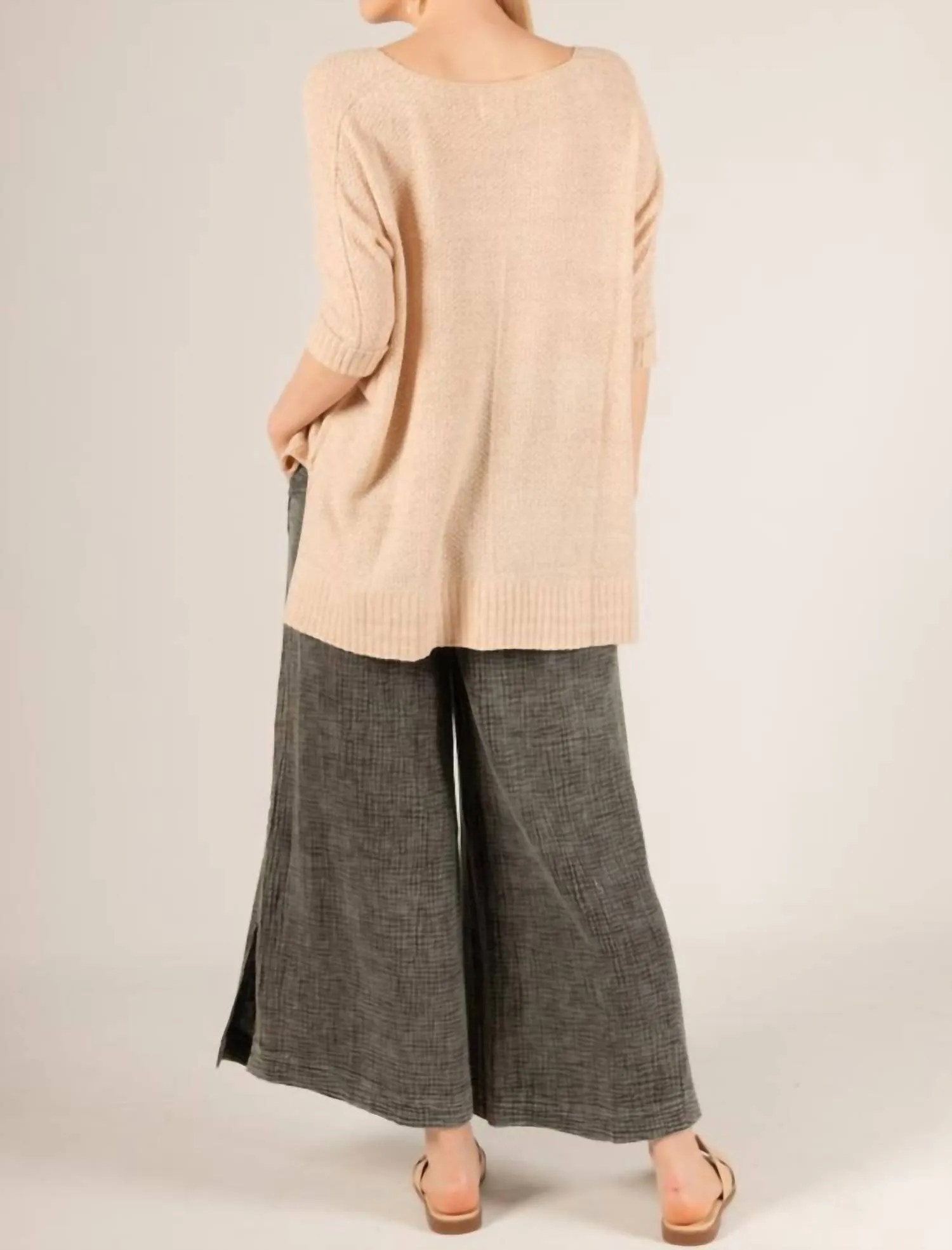 3/4 Sleeve Sweater In Eggshell