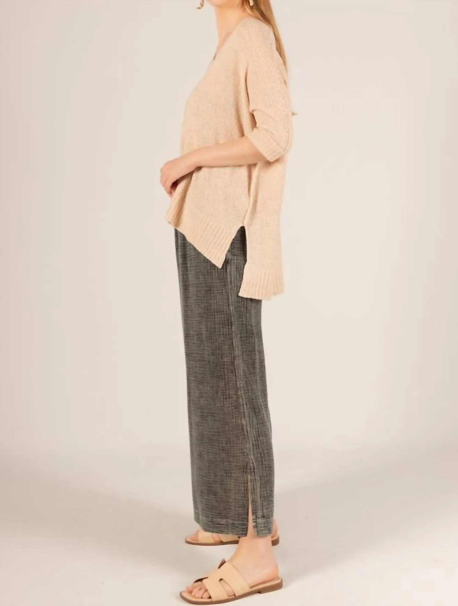 3/4 Sleeve Sweater In Eggshell