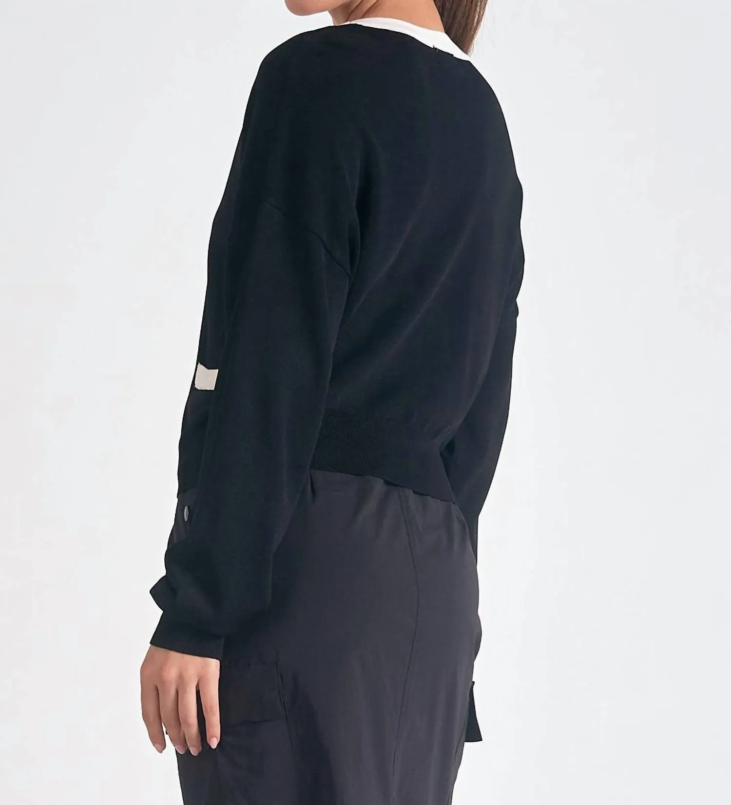 Accent Trimmed Cardigan In Black / White