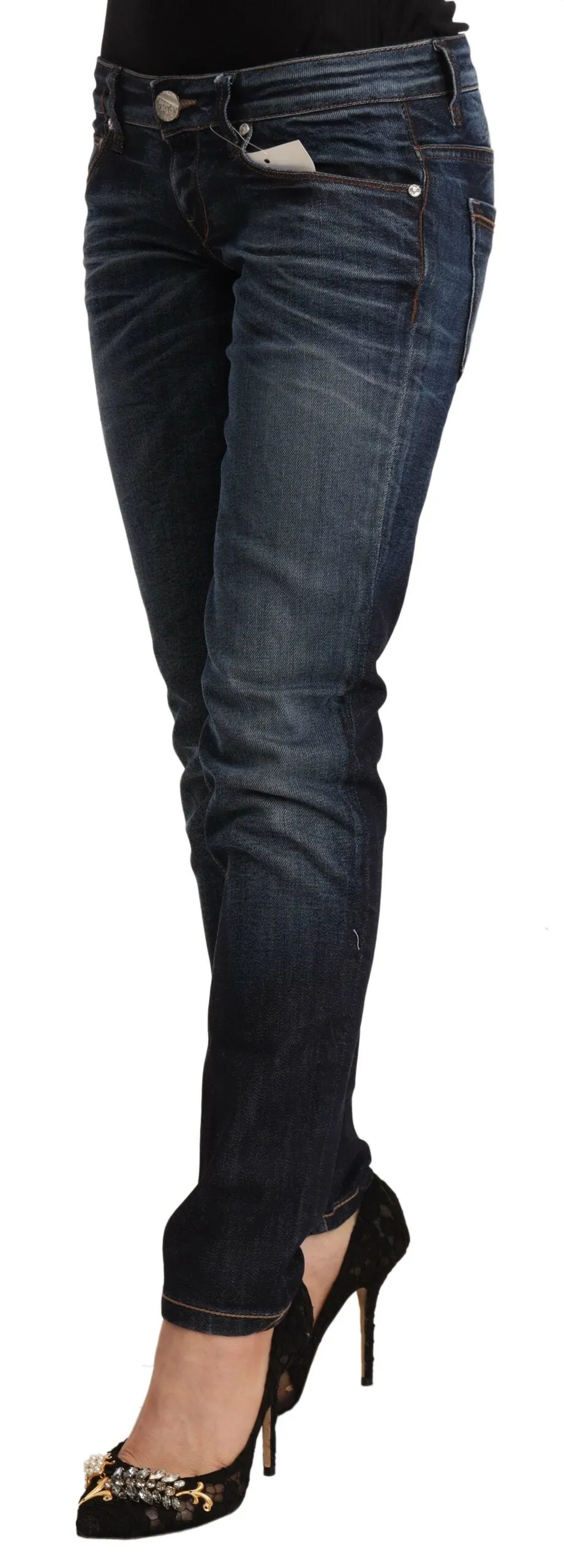 Acht  Washed Cotton Low Waist Skinny  Women's Jeans