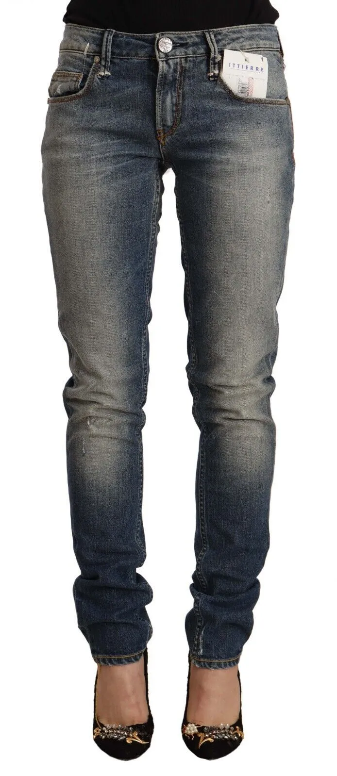 Acht  Washed Cotton Mid Waist Skinny  Women's Jeans