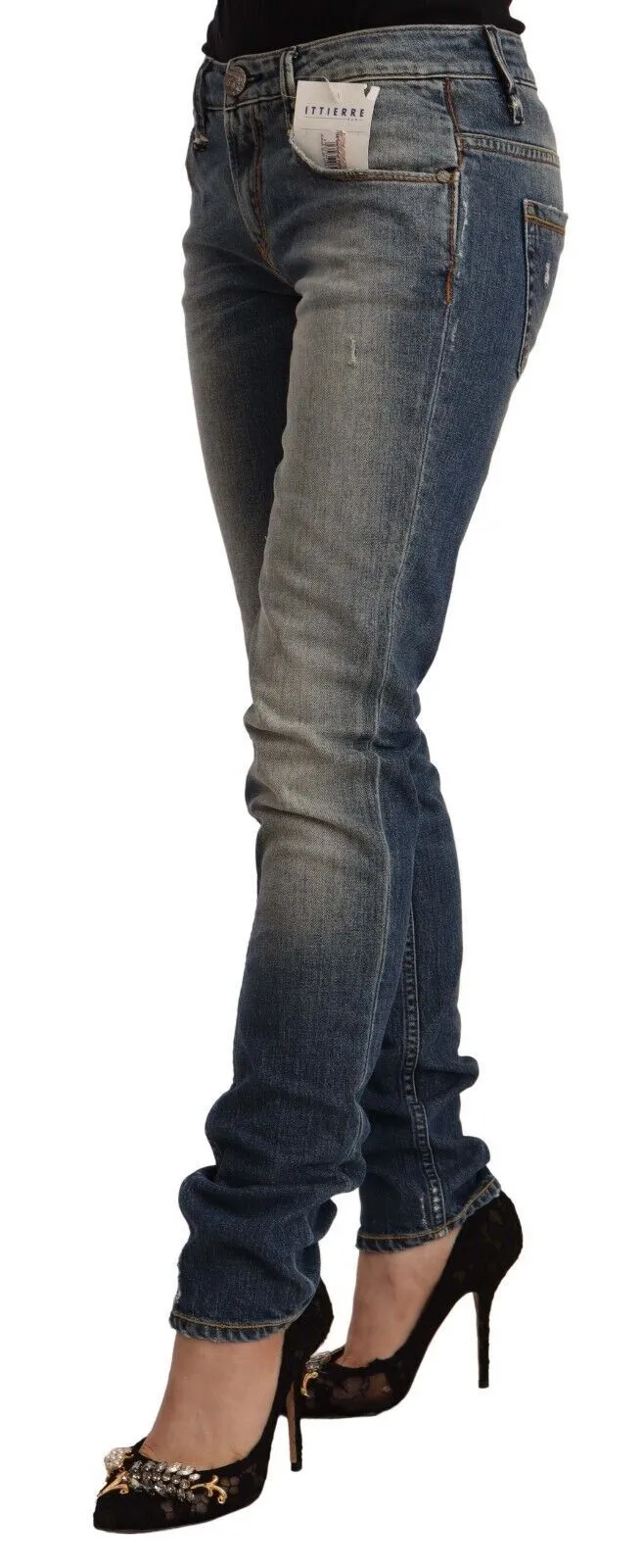 Acht  Washed Cotton Mid Waist Skinny  Women's Jeans