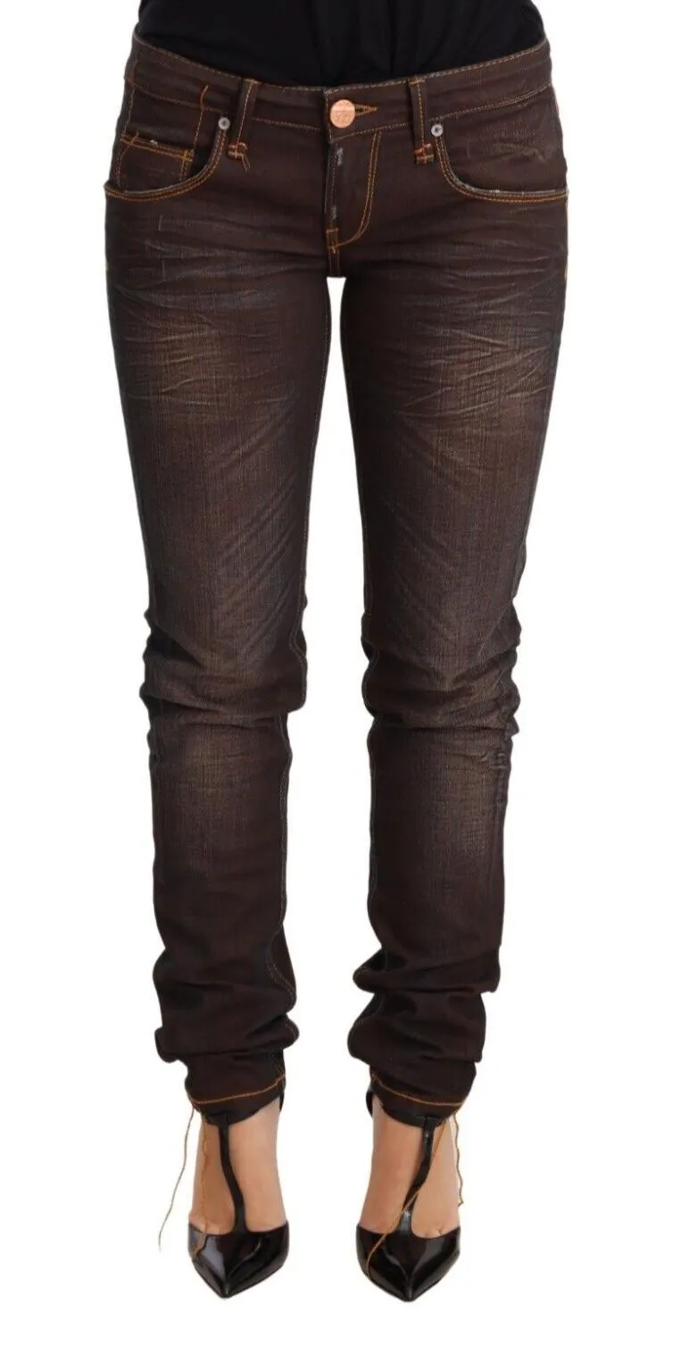 Acht  Washed Cotton Slim Fit blue Low Waist Trouser Women's Jeans