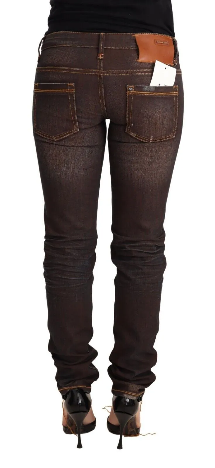 Acht  Washed Cotton Slim Fit blue Low Waist Trouser Women's Jeans
