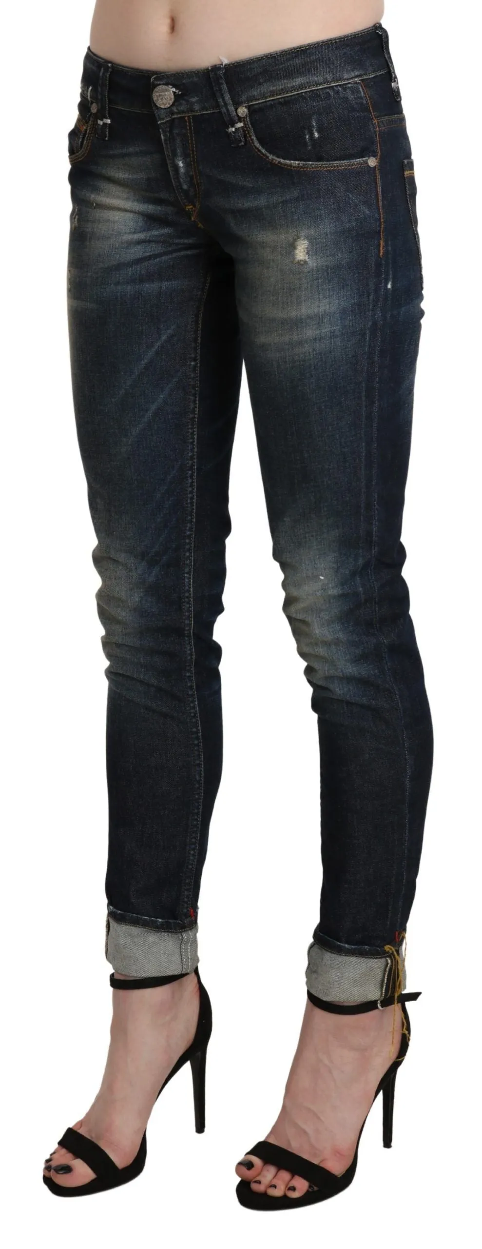 Acht  Washed Low Waist Skinny Cropped  Women's Pant