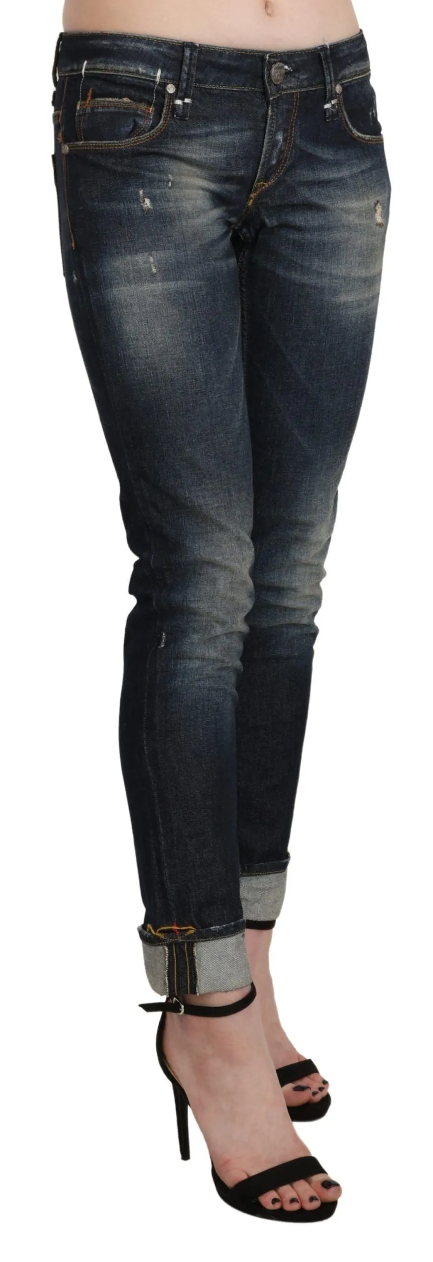 Acht  Washed Low Waist Skinny Cropped  Women's Pant