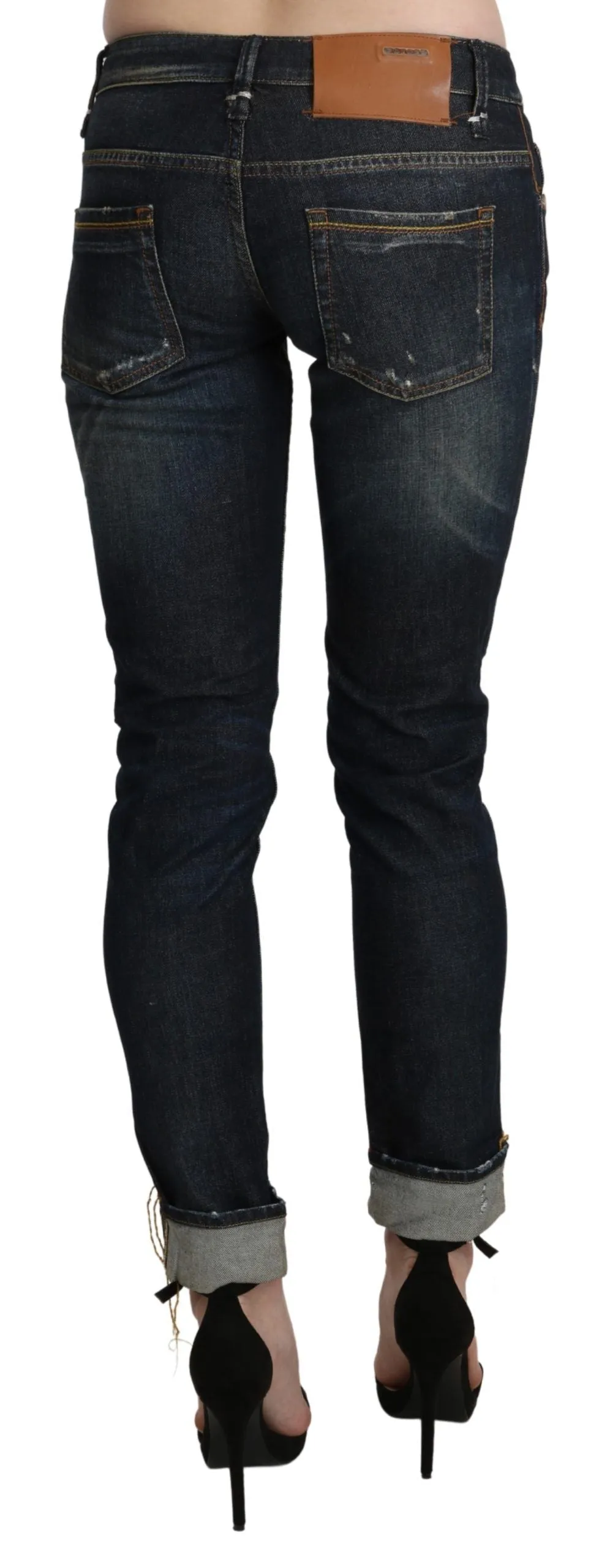 Acht  Washed Low Waist Skinny Cropped  Women's Pant
