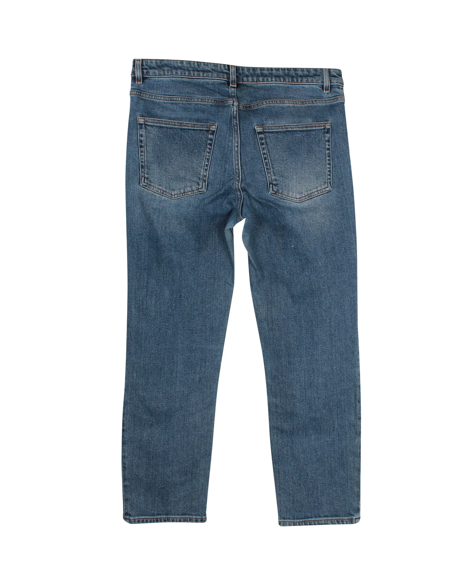 Acne Studios Row Straight Cut Jeans in Blue Cotton Denim