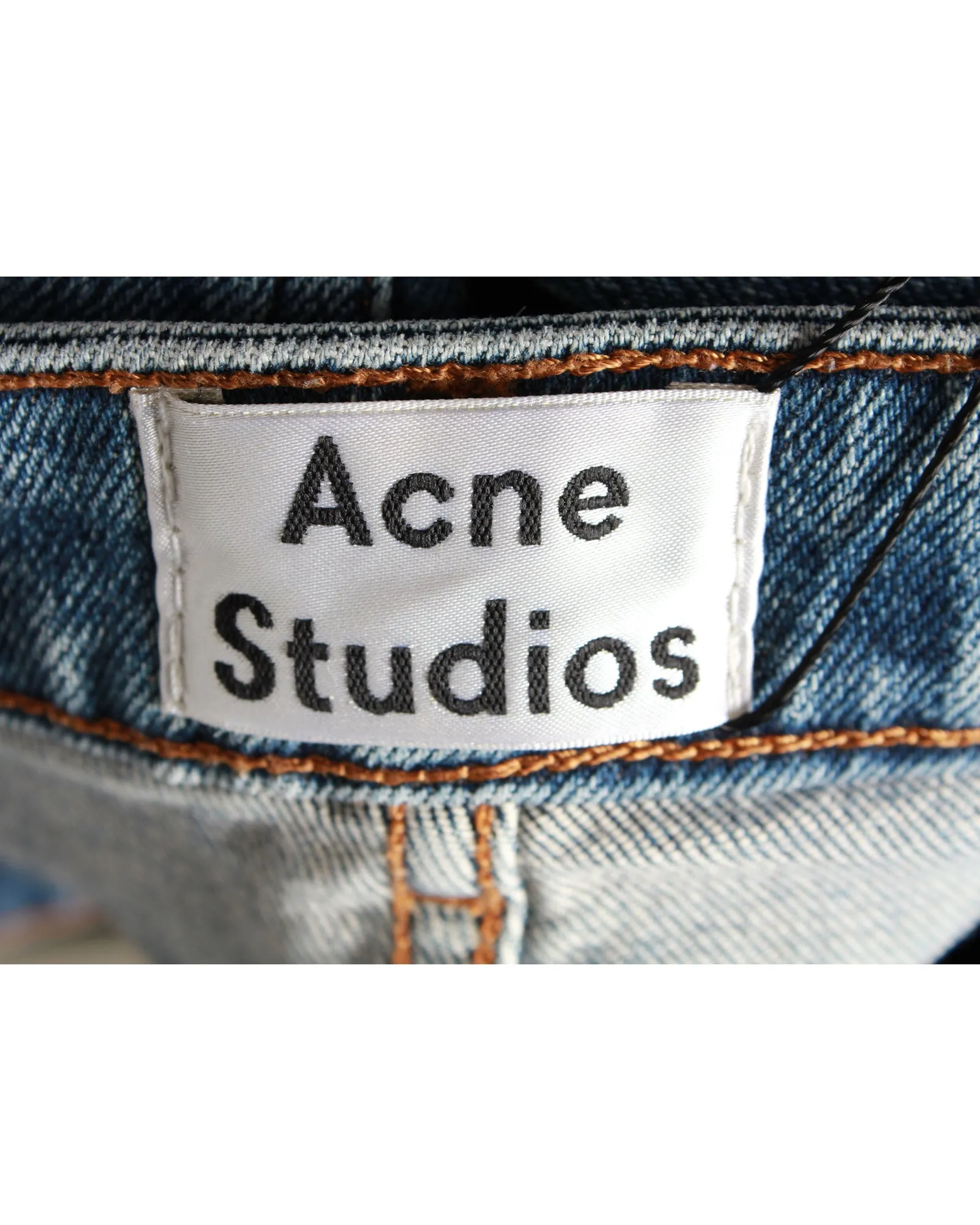 Acne Studios Row Straight Cut Jeans in Blue Cotton Denim