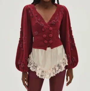 Adalyn Cardigan In Burgundy