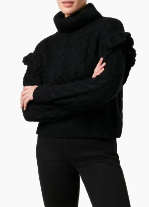 Adeline Ruffle Sweater Top In Black