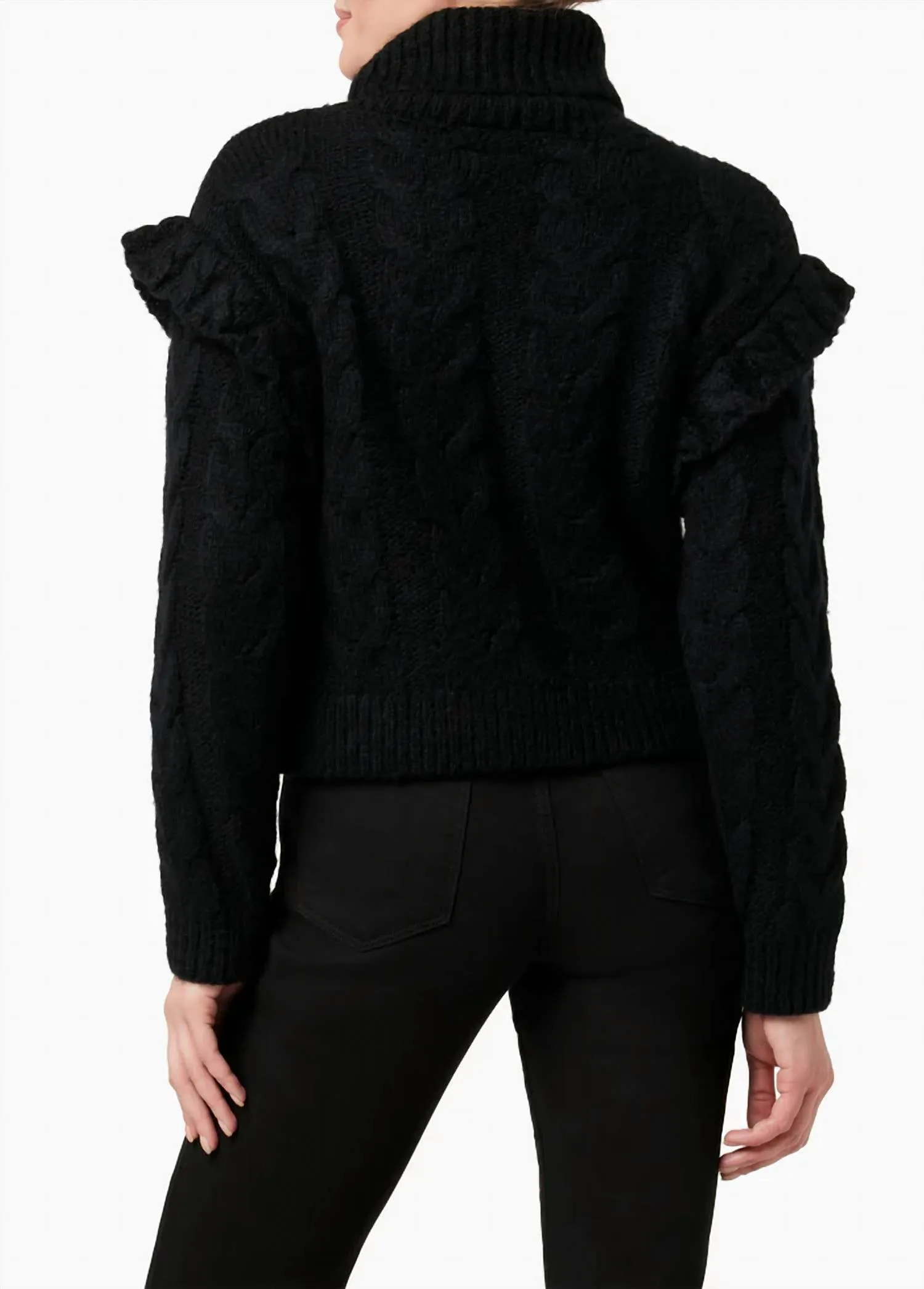Adeline Ruffle Sweater Top In Black