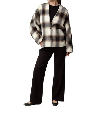 Alba Jacket In Ash Brown Plaid