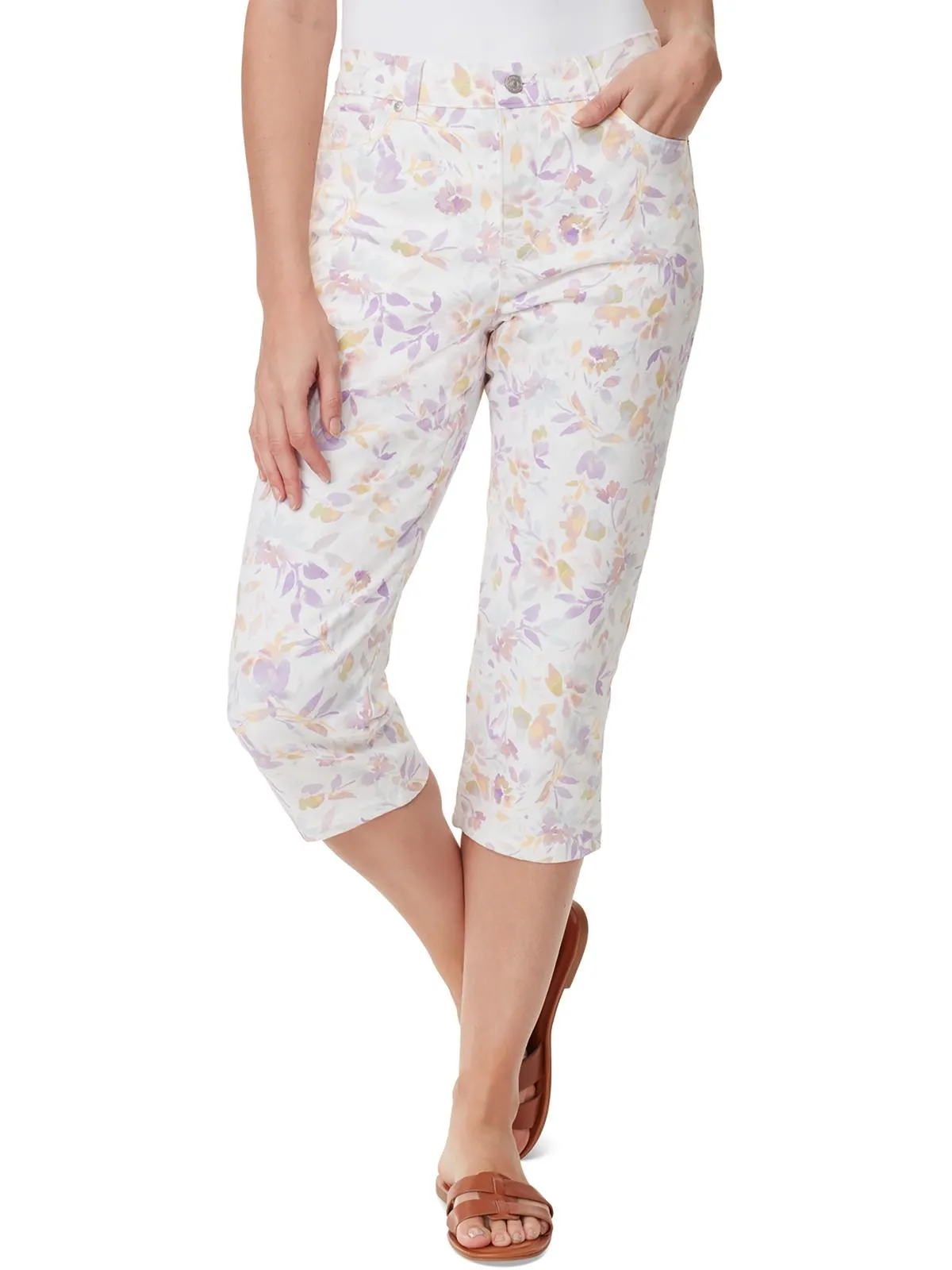 Amanda Womens High Rise Straight Leg Capri Jeans