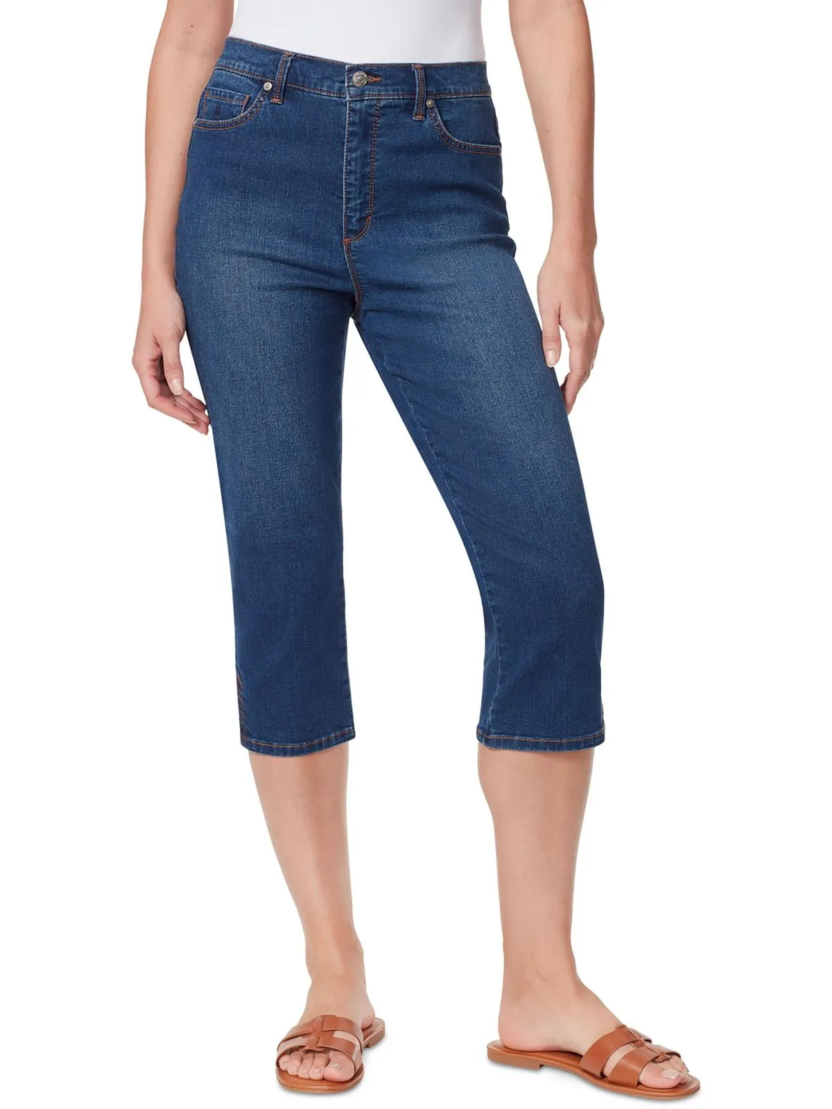 Amanda Womens High Rise Straight Leg Capri Jeans