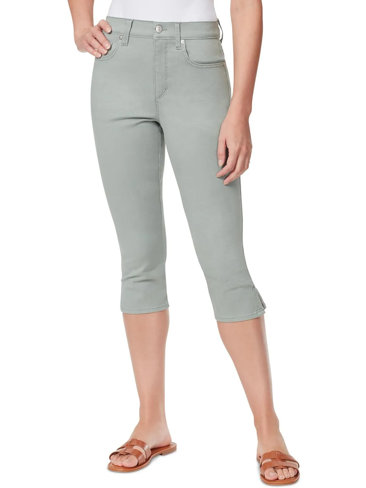 Amanda Womens High Rise Straight Leg Capri Jeans