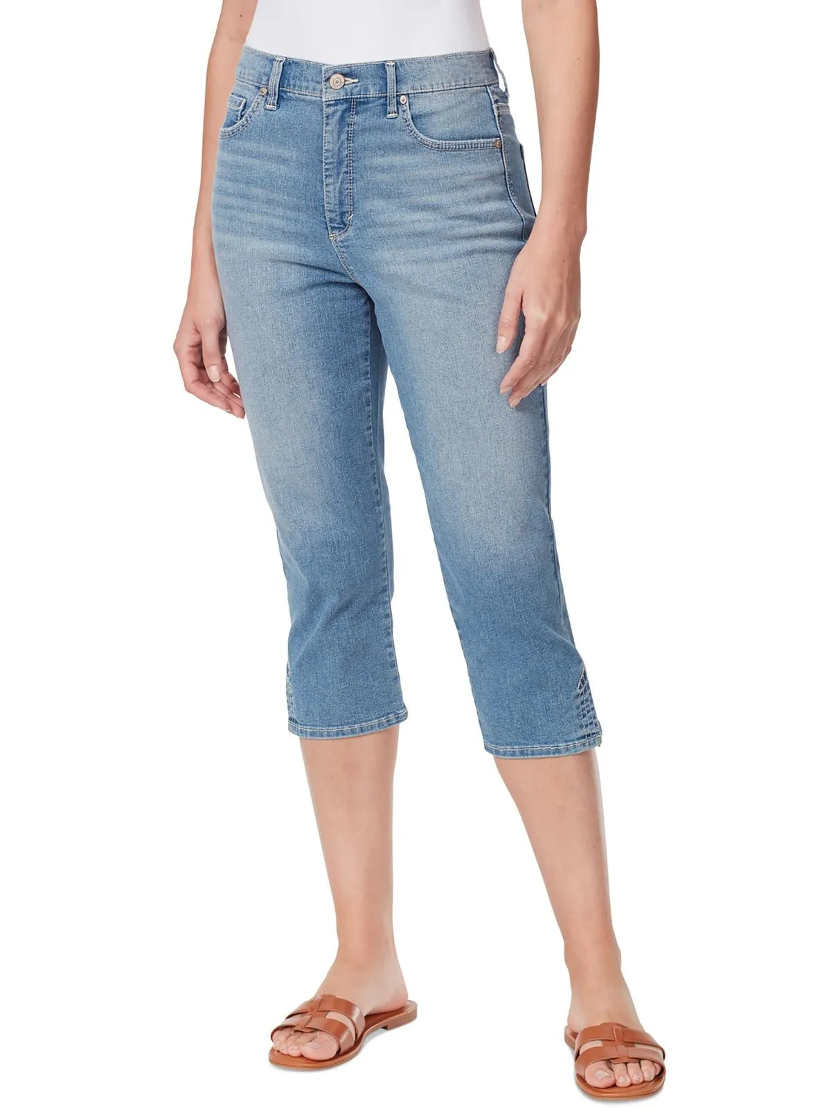 Amanda Womens High Rise Straight Leg Capri Jeans