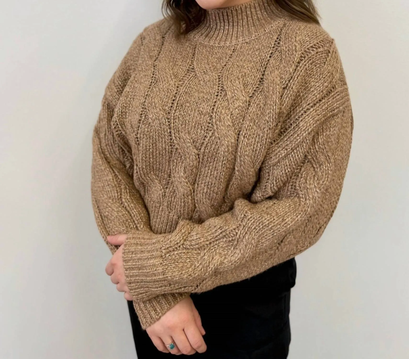 Anaiis Cropped Sweater In Taupe