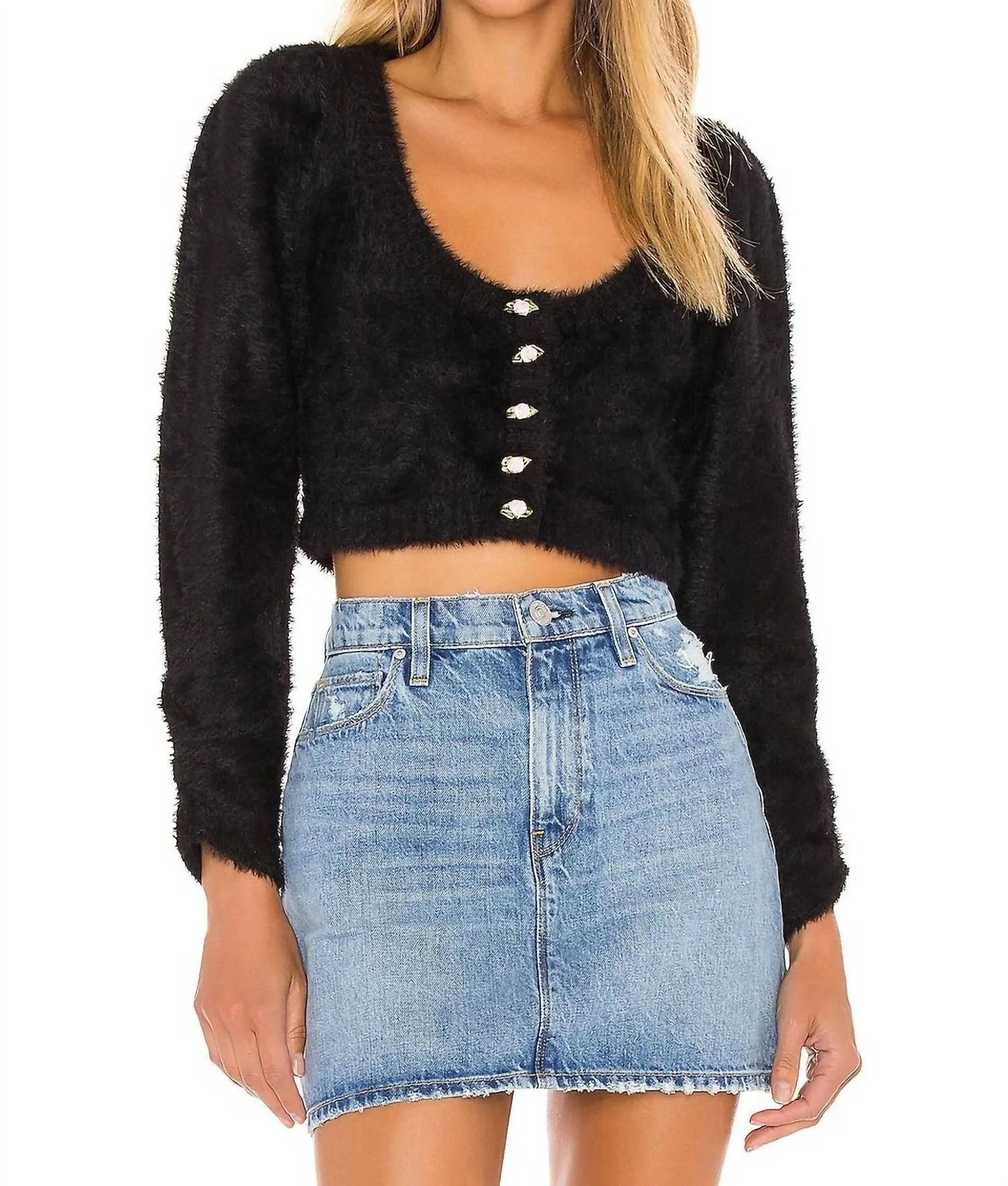 Anastasia Cropped Cardigan In Black
