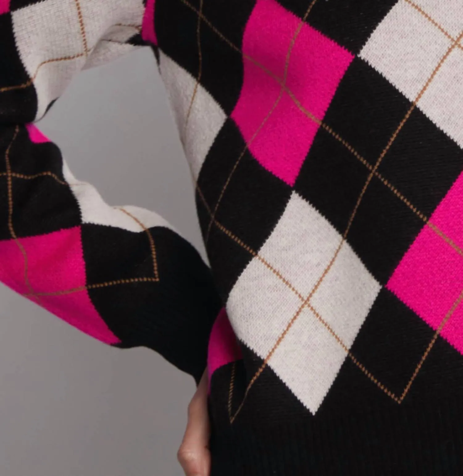 Argyle Pullover In Black Wool Blend