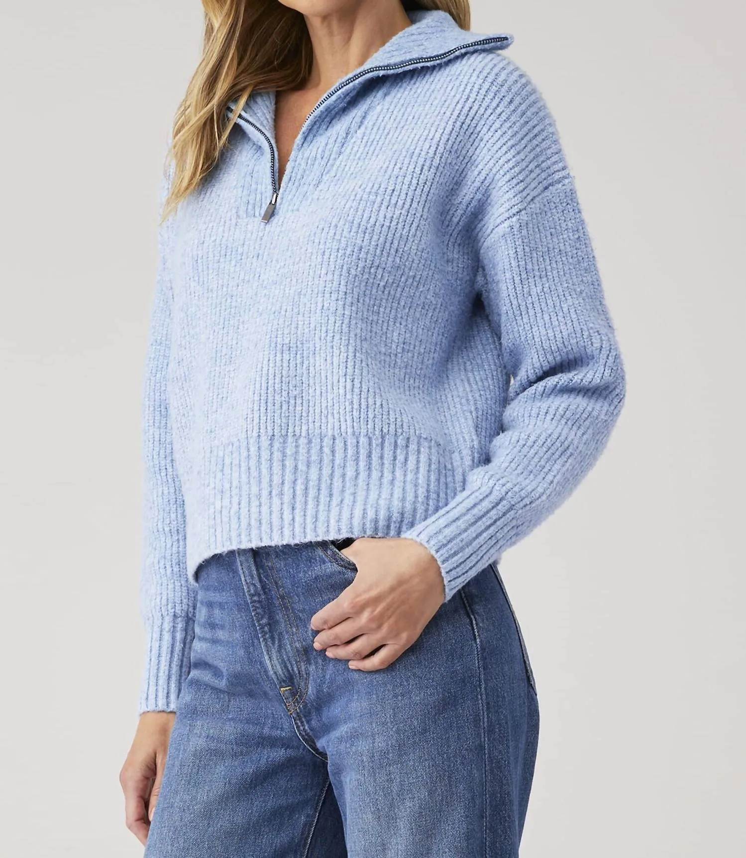 Atlas Collar Sweater In Winter Blue