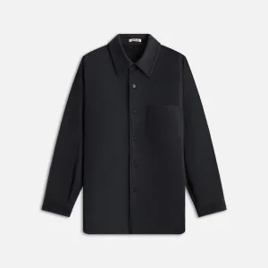 Auralee Brushed Super Fine Wool Flannel Shirt - Ink Black Auralee Clothing
