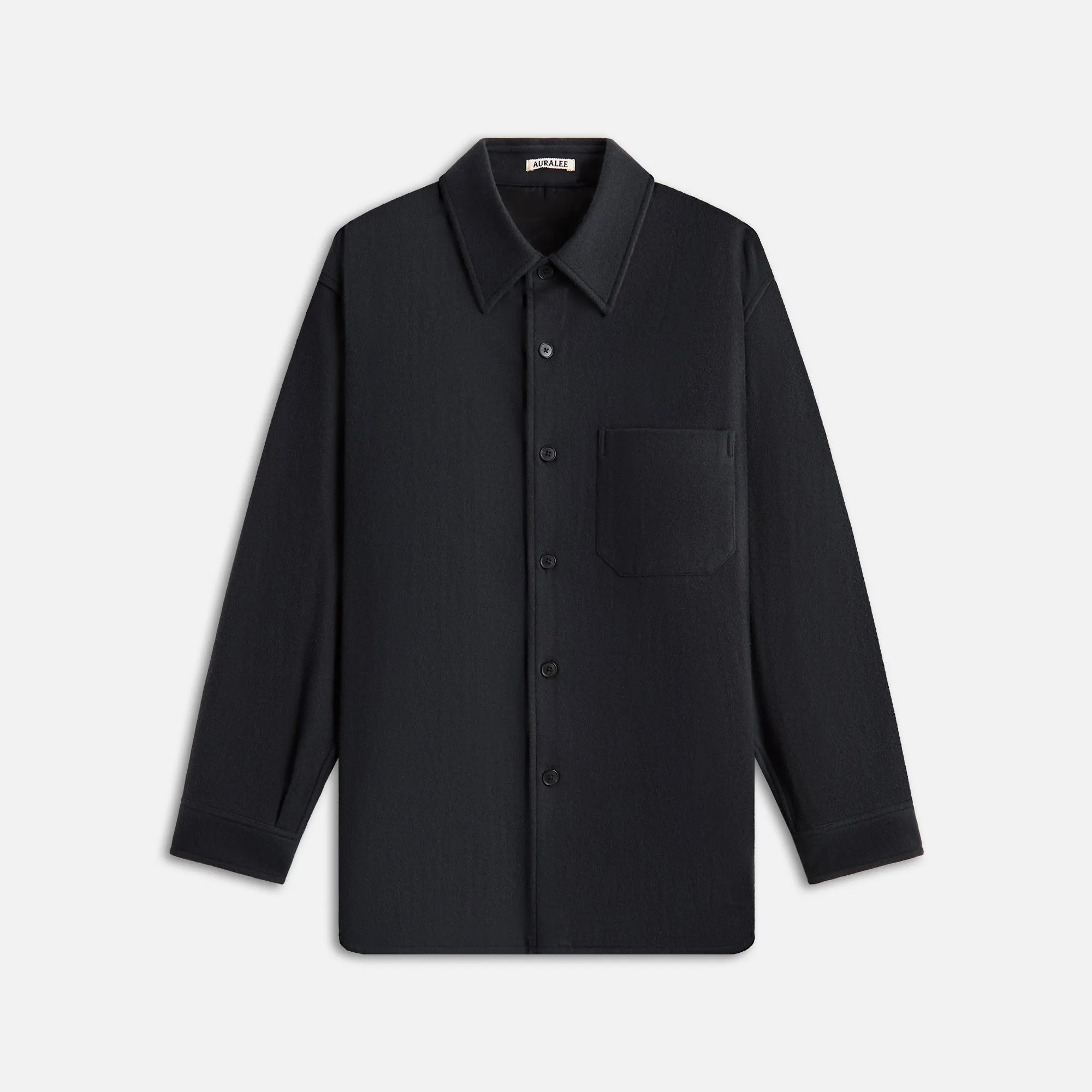 Auralee Brushed Super Fine Wool Flannel Shirt - Ink Black Auralee Clothing