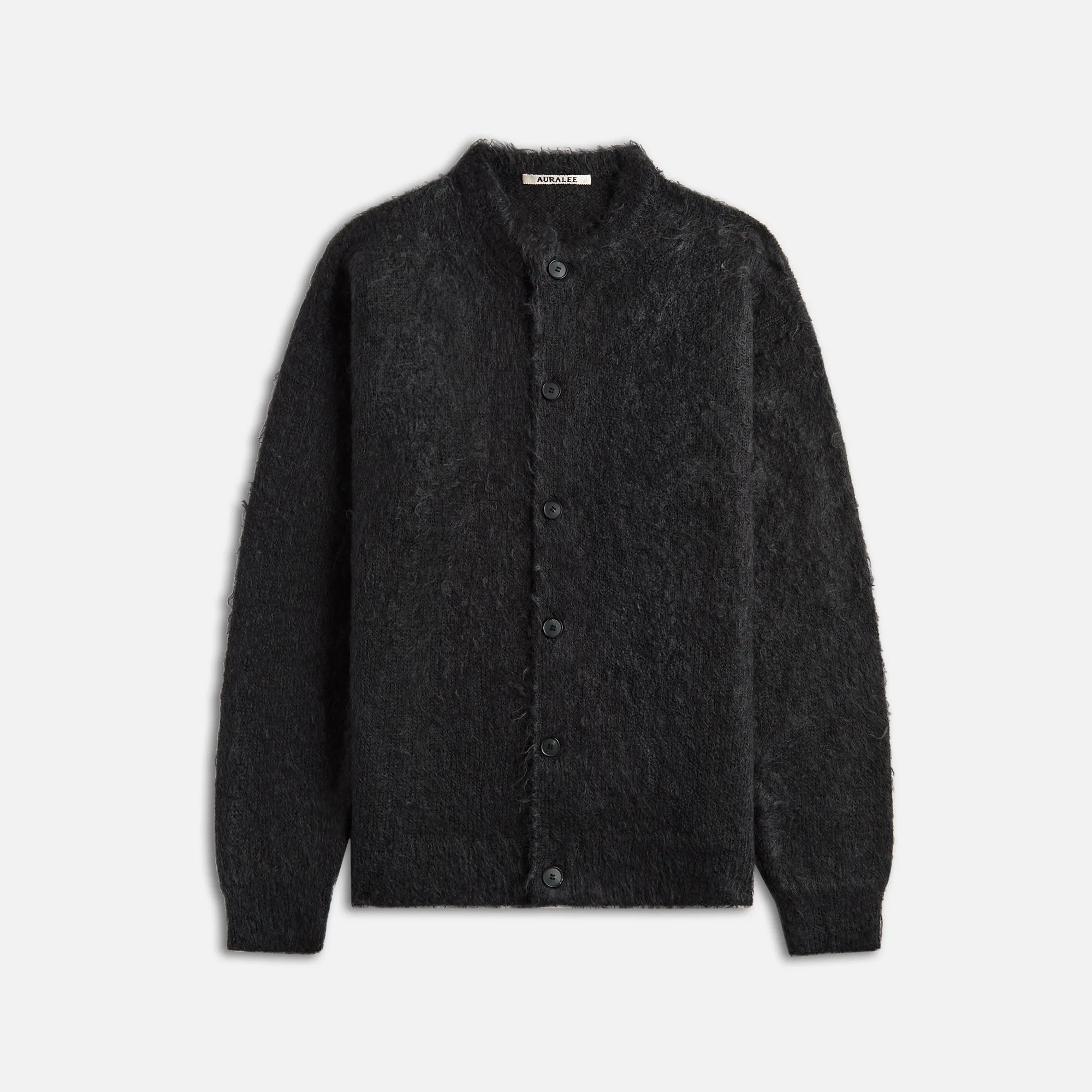 Auralee Brushed Super Kid Mohair Knit Cardigan - Ink Black Auralee Clothing