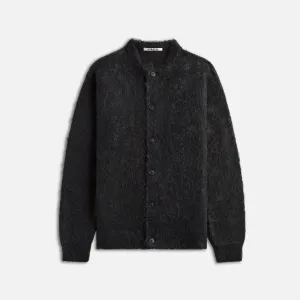 Auralee Brushed Super Kid Mohair Knit Cardigan - Ink Black Auralee Clothing