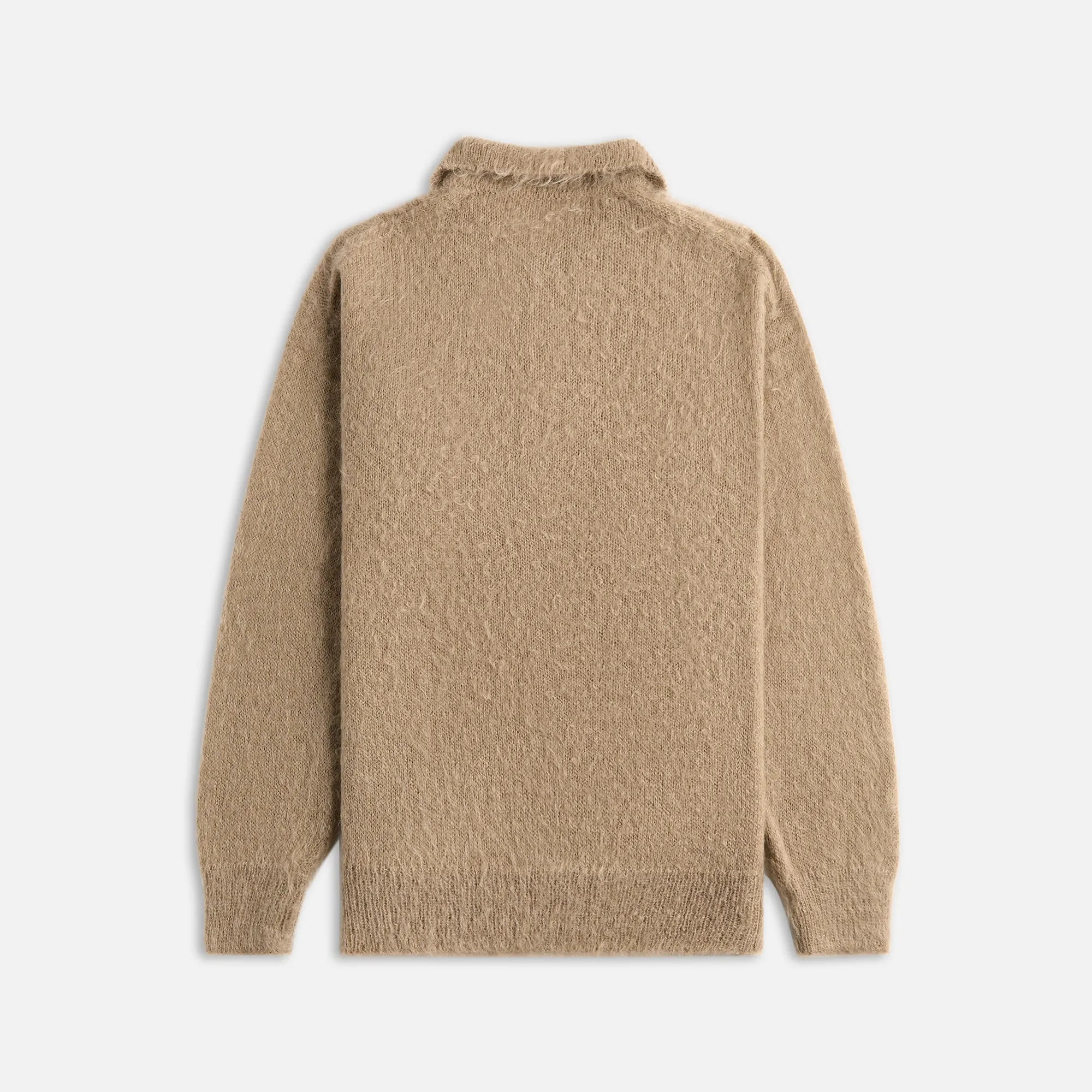 Auralee Brushed Super Kid Mohair Knit Polo - Gray Beige Auralee Clothing