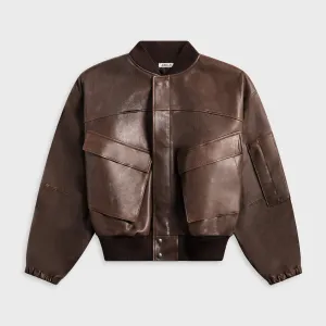 Auralee Lamb Leather Flight Blouson - Brown Auralee Clothing