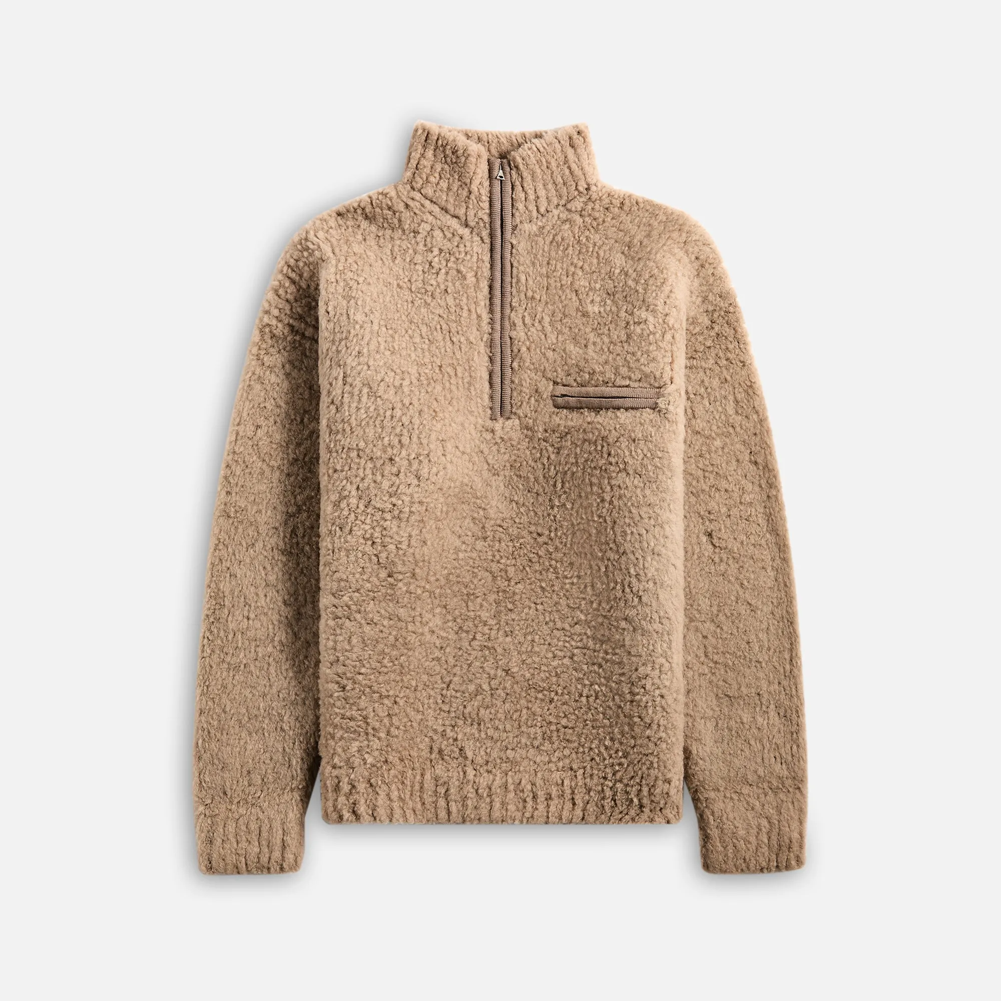 Auralee Merino Wool Boa Knit Half Zip P/O - Beige Auralee Clothing