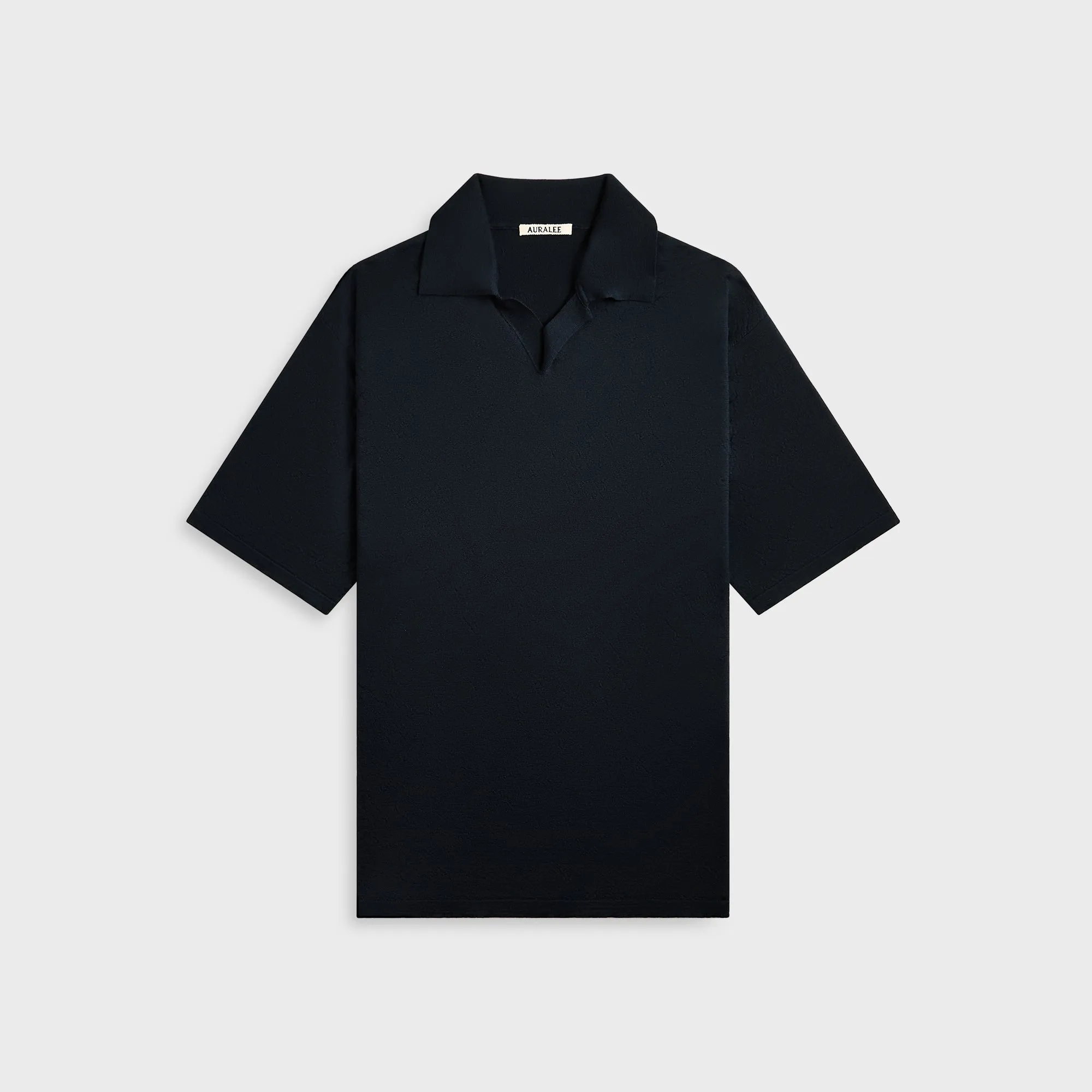 Auralee Product Dyed Wool Knit Polo - Navy Auralee Clothing