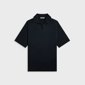 Auralee Product Dyed Wool Knit Polo - Navy Auralee Clothing