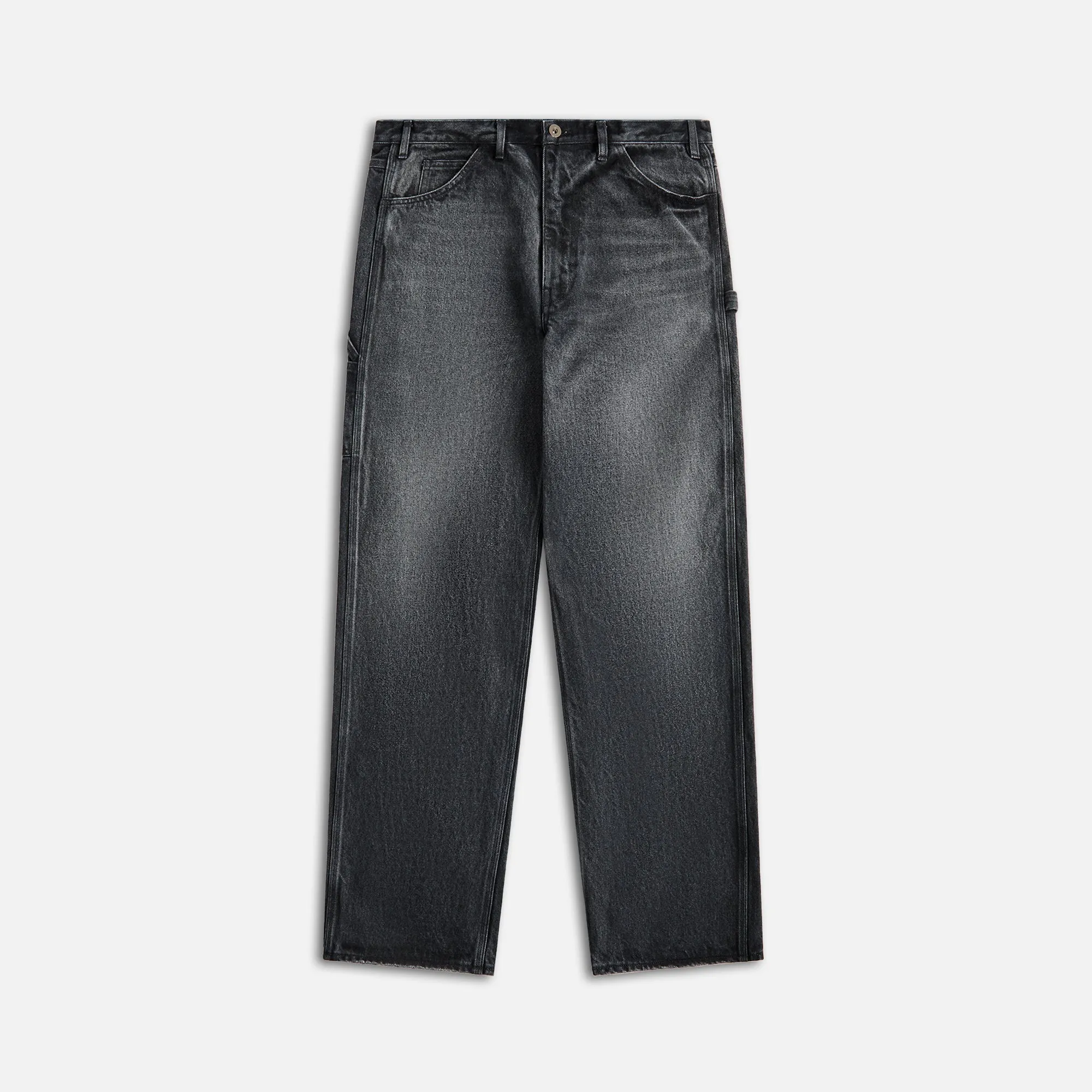 Auralee Selvedge Faded Heavy Denim Painter Pants - Faded Black Auralee Clothing