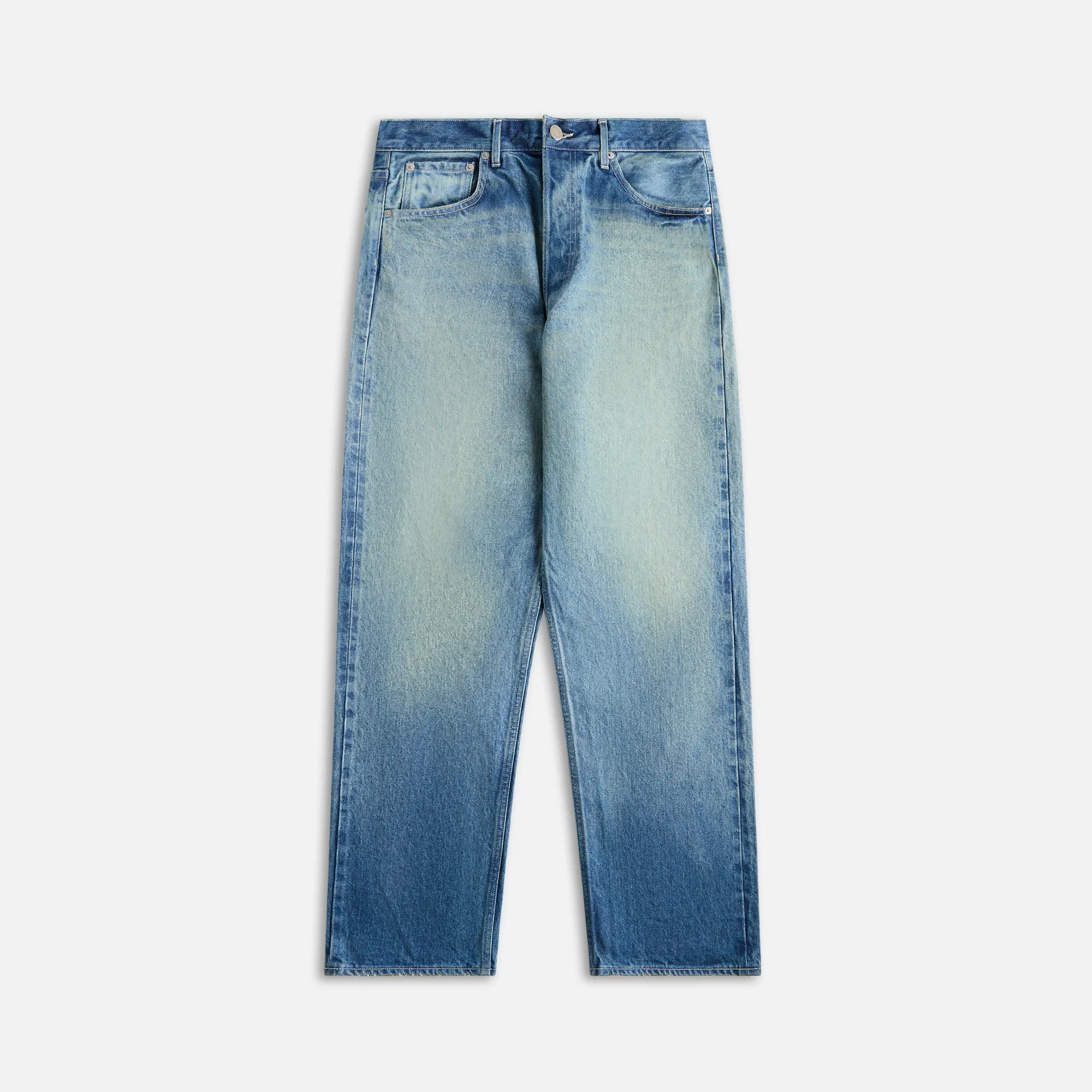 Auralee Selvedge Faded Heavy Denim Wide Pants - Faded Indigo Auralee Clothing