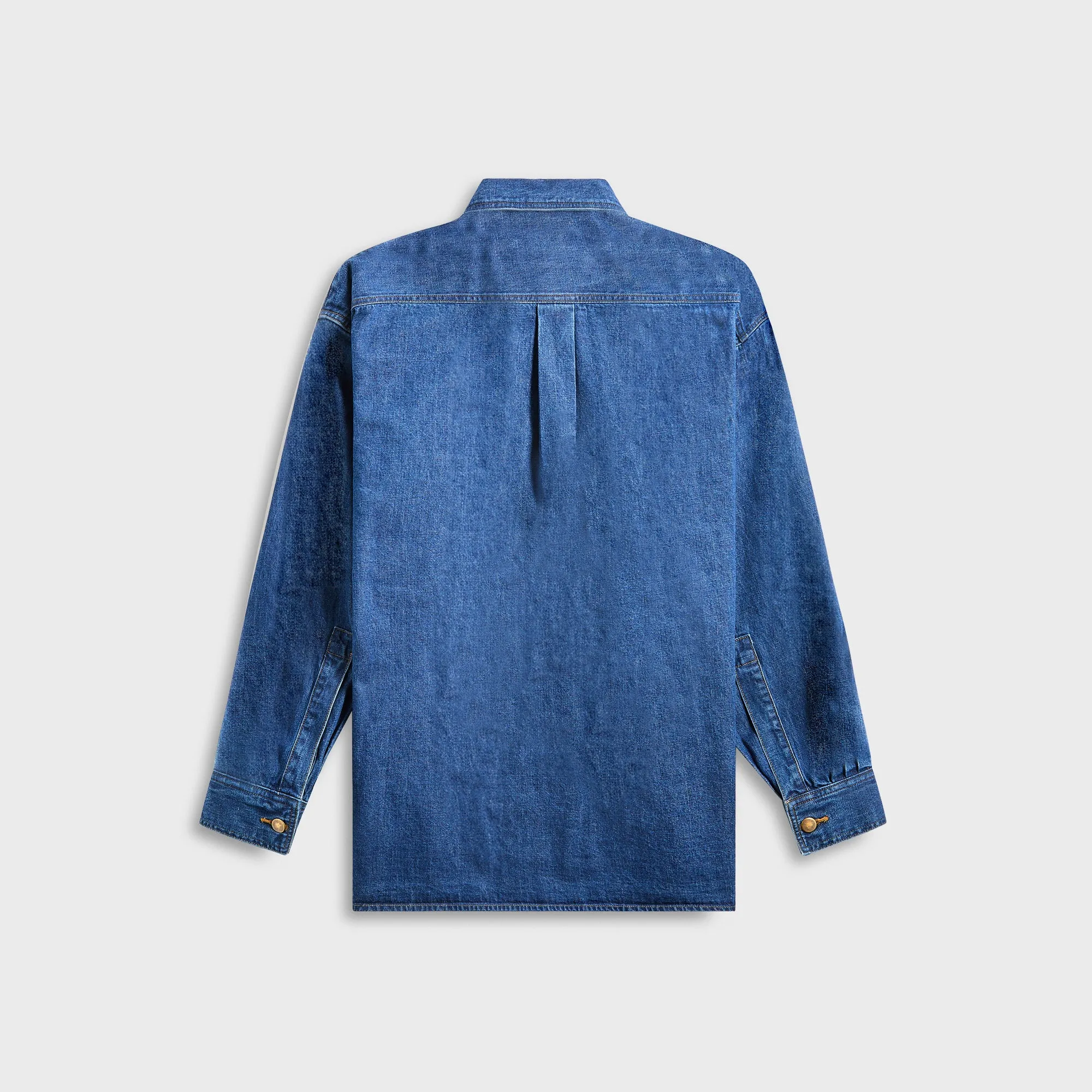 Auralee Selvedge Light OZ Denim Shirt - Medium Washed Indigo Auralee Clothing