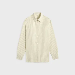 Auralee Super Fine Wool Stripe Shirt - Ivory Stripe Auralee Clothing
