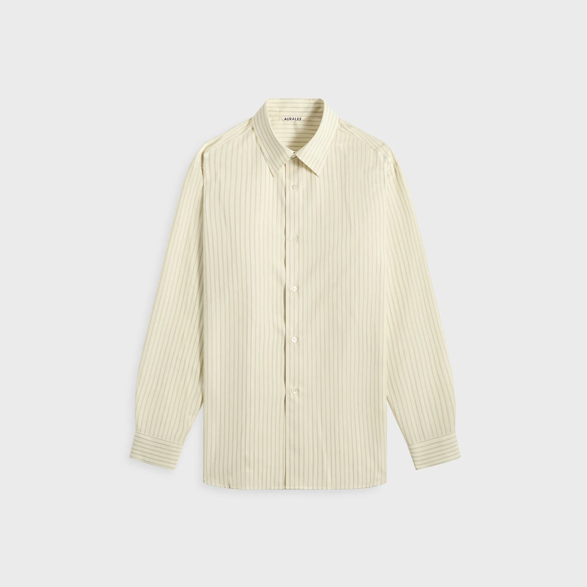 Auralee Super Fine Wool Stripe Shirt - Ivory Stripe Auralee Clothing