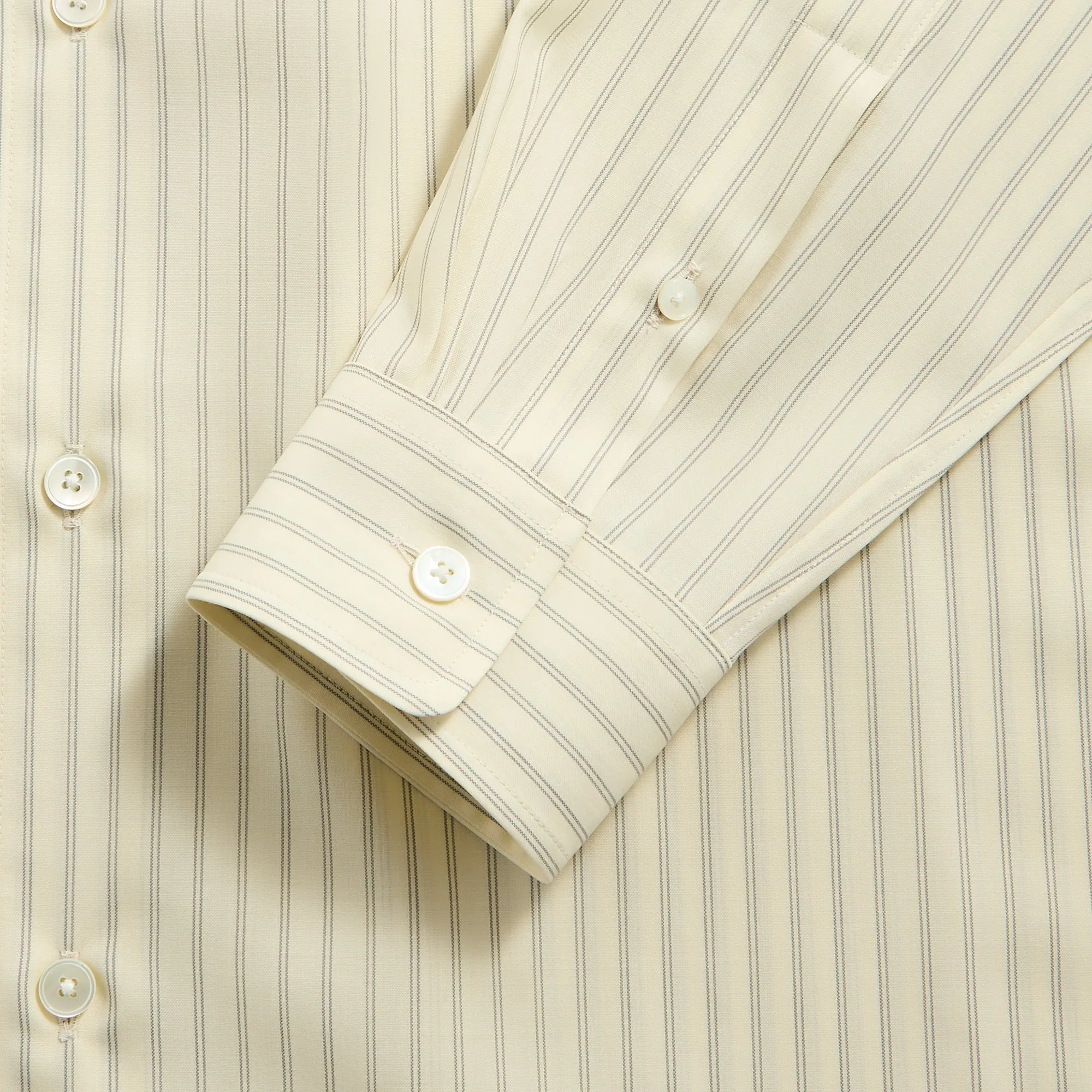 Auralee Super Fine Wool Stripe Shirt - Ivory Stripe Auralee Clothing