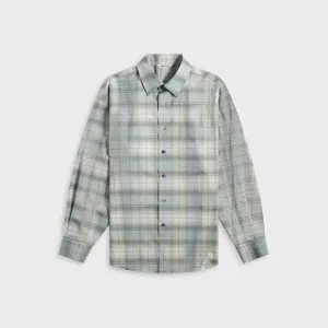 Auralee Super Light Wool Check Shirt - Blue Green Check Auralee Clothing