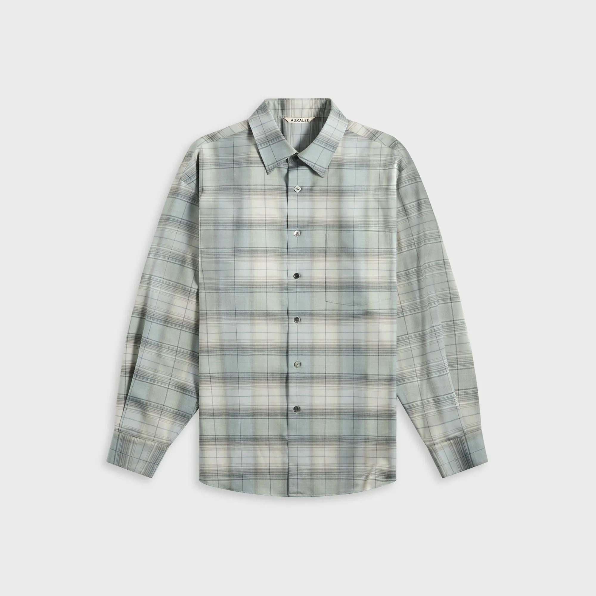 Auralee Super Light Wool Check Shirt - Blue Green Check Auralee Clothing