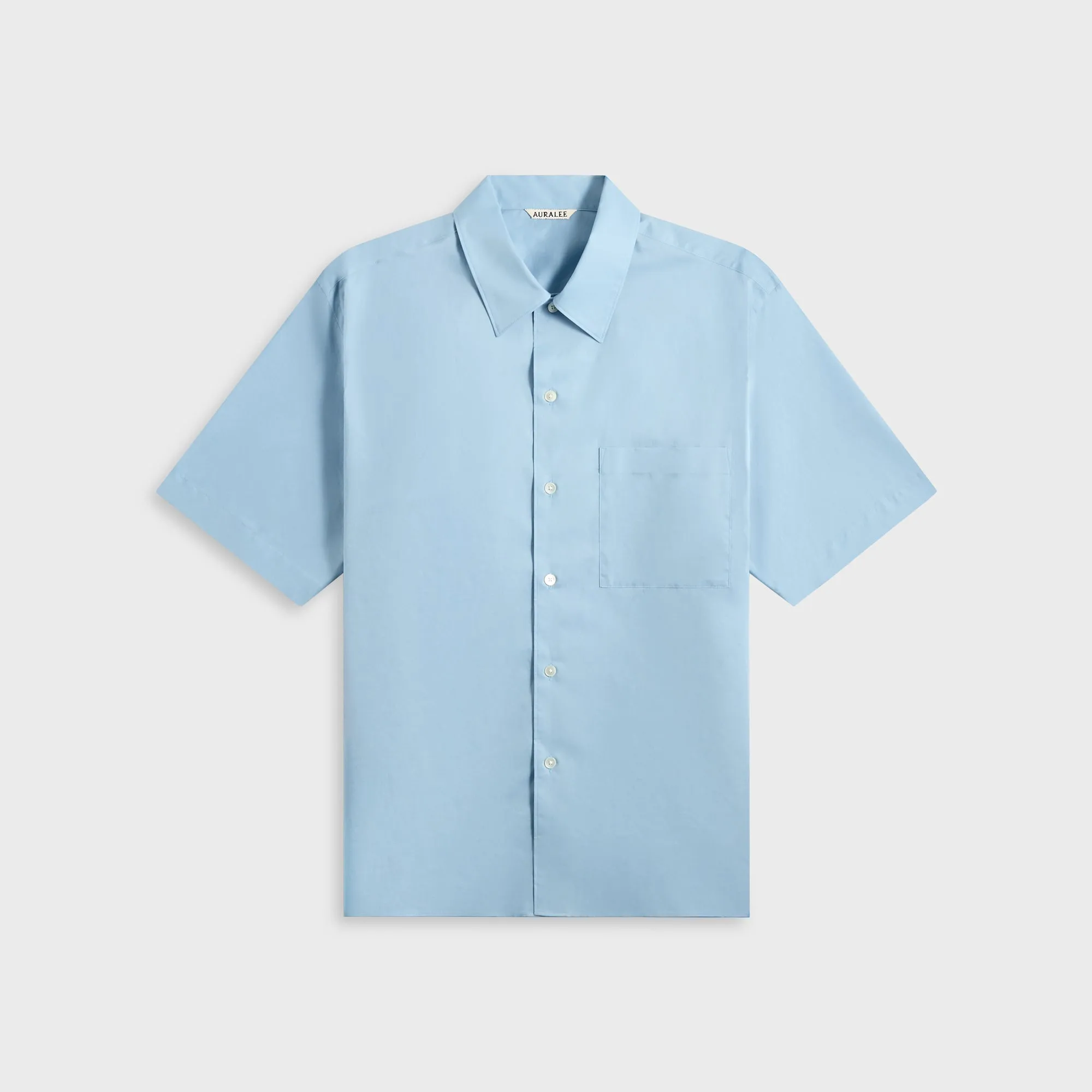 Auralee Washed Finx Typewriter Open Collar Shirt - Light Blue Auralee Clothing