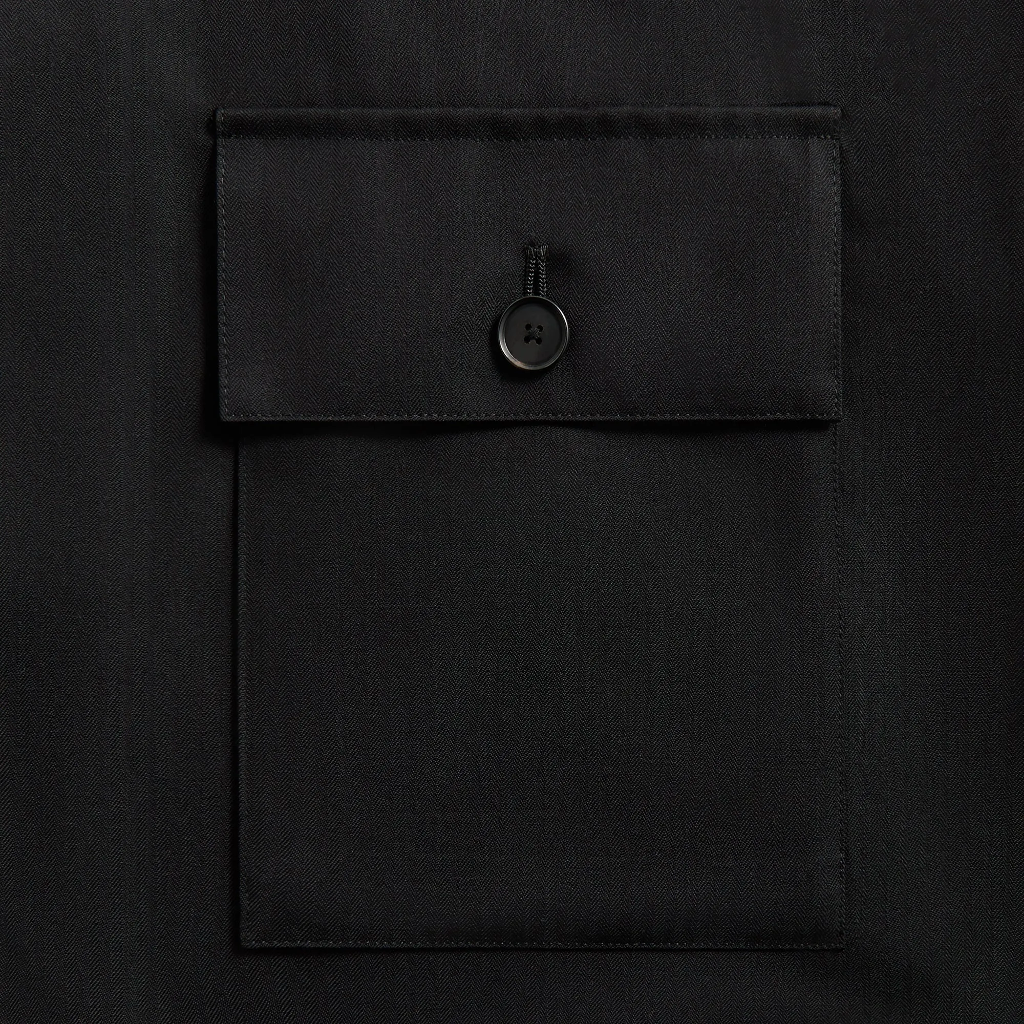 Auralee Wool Herringbone Over Shirt - Black Auralee Clothing