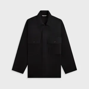 Auralee Wool Herringbone Over Shirt - Black Auralee Clothing