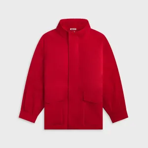 Auralee Wool Max Canvas High Neck Zip Blouson - Red Auralee Clothing