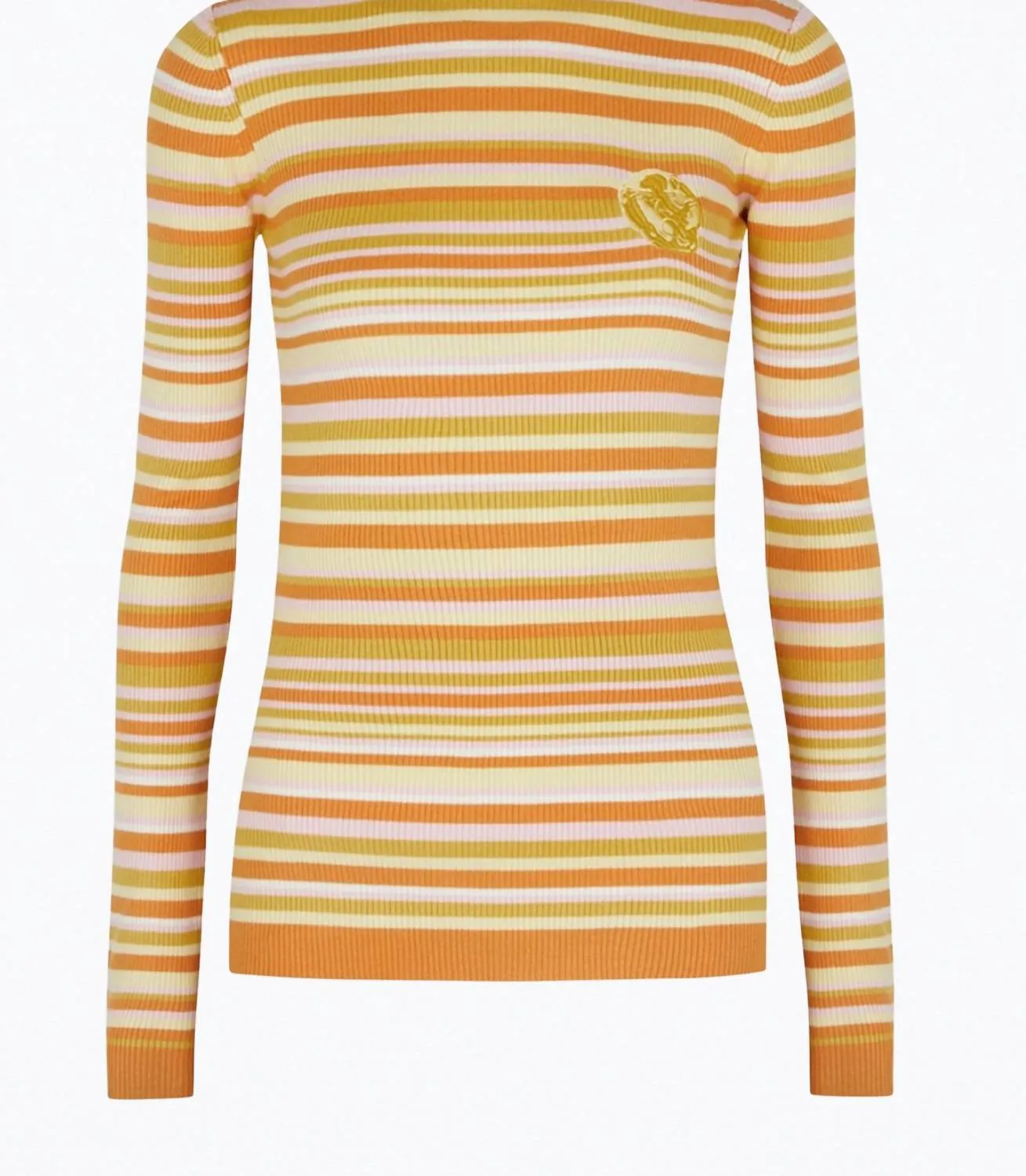 Awa Ribbed-Knit Turtleneck Top In Yellow Stripes