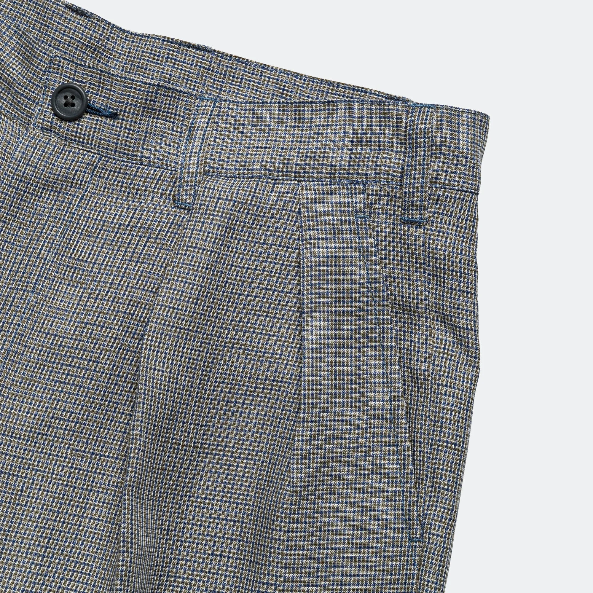 Beams Clothing 2 Pleats Trousers Linen Cupra Gun Club Check - Grey