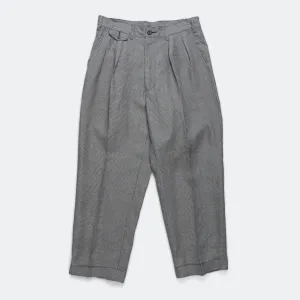 Beams Clothing 2 Pleats Trousers Linen Cupra Gun Club Check - Grey