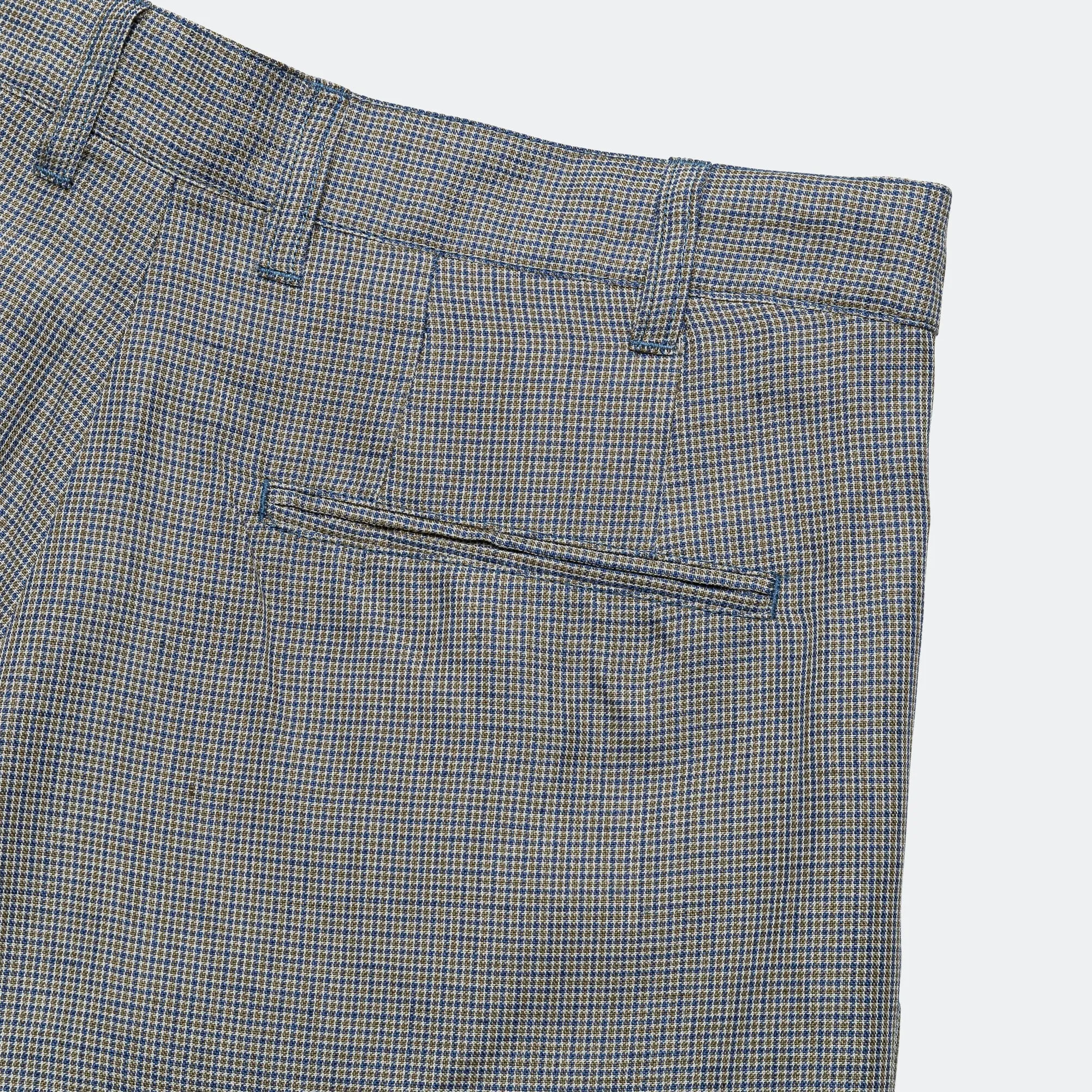 Beams Clothing 2 Pleats Trousers Linen Cupra Gun Club Check - Grey